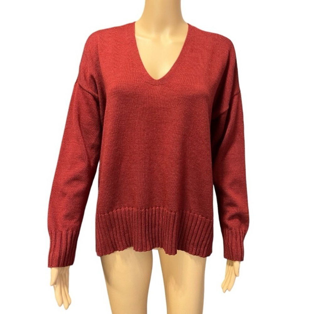 Eileen Fisher Boxy Tight Knit Italian Yarn 100% Extra Fine Merino Wool XS/TP